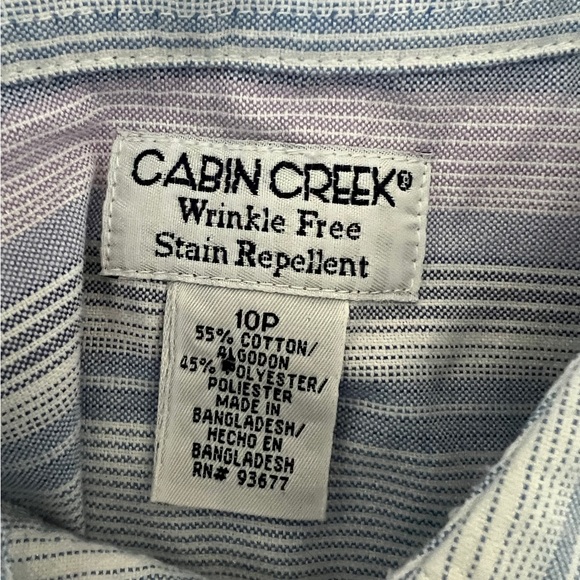 Cabin Creek Long Sleeve Striped Wrinkle Free Stain Repellant Button Front 10P - Picture 7 of 8